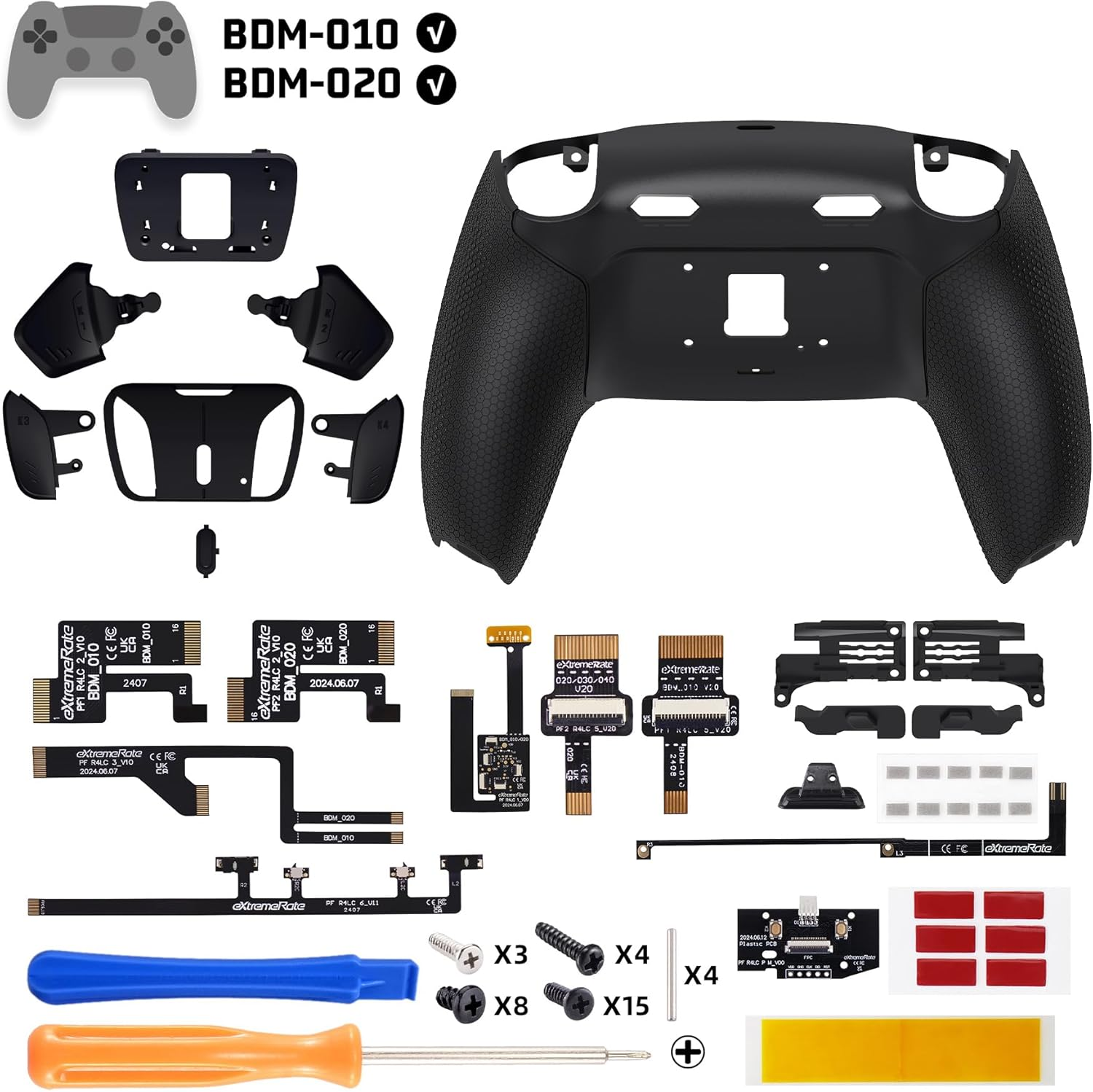 Extremerate RISE4 plus MAX Back Paddles Kit with Clicky Trigger Stops & Rubberized Grip for PS5 Controller BDM-010 020, Remappable Back Buttons Kit for PS5 Controller - Black - NO Controller image number 1