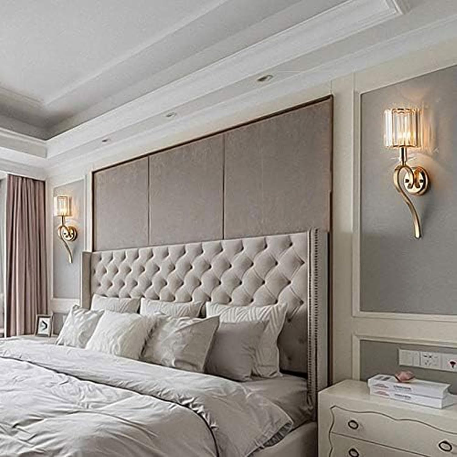 Crystal Wall Lamp Wrought Iron Lamp Body Crystal Lampshade Villa Hotel Study Hall Corridor Aisle Living Room Interior Lighting Wall Lighting image number 4