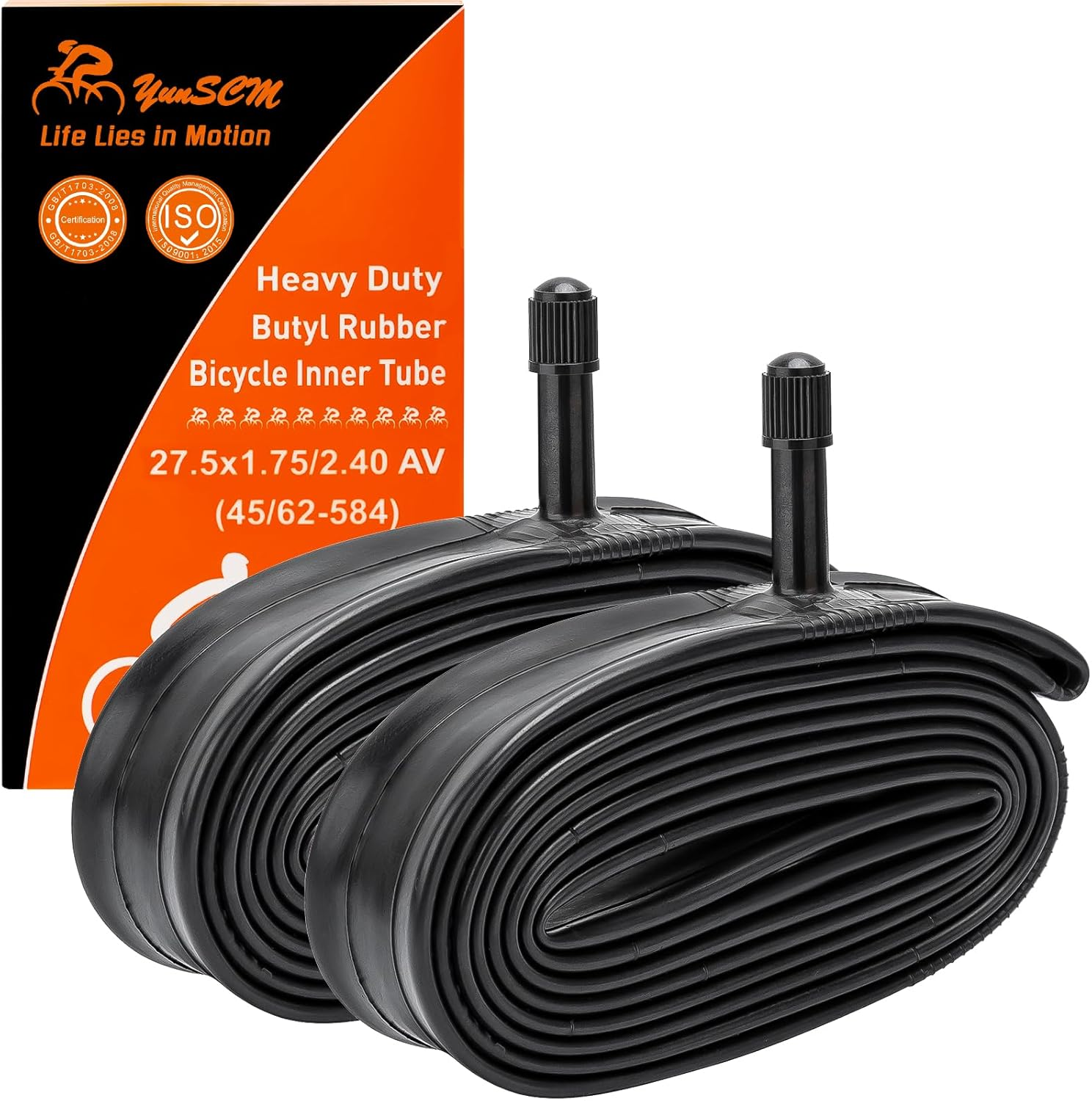 Yunscm 2 Pcs,27.5X1.95 Bike Tubes Heavy Duty,Schrader Valve 32Mm,27.5X1.75/2.4 Bike Inner Tubes,Compatible with 27.5X1.75/1.95/2.125/2.25/2.35/2.40 Mountain Bike and off Road Bike Tire Tube image number 3