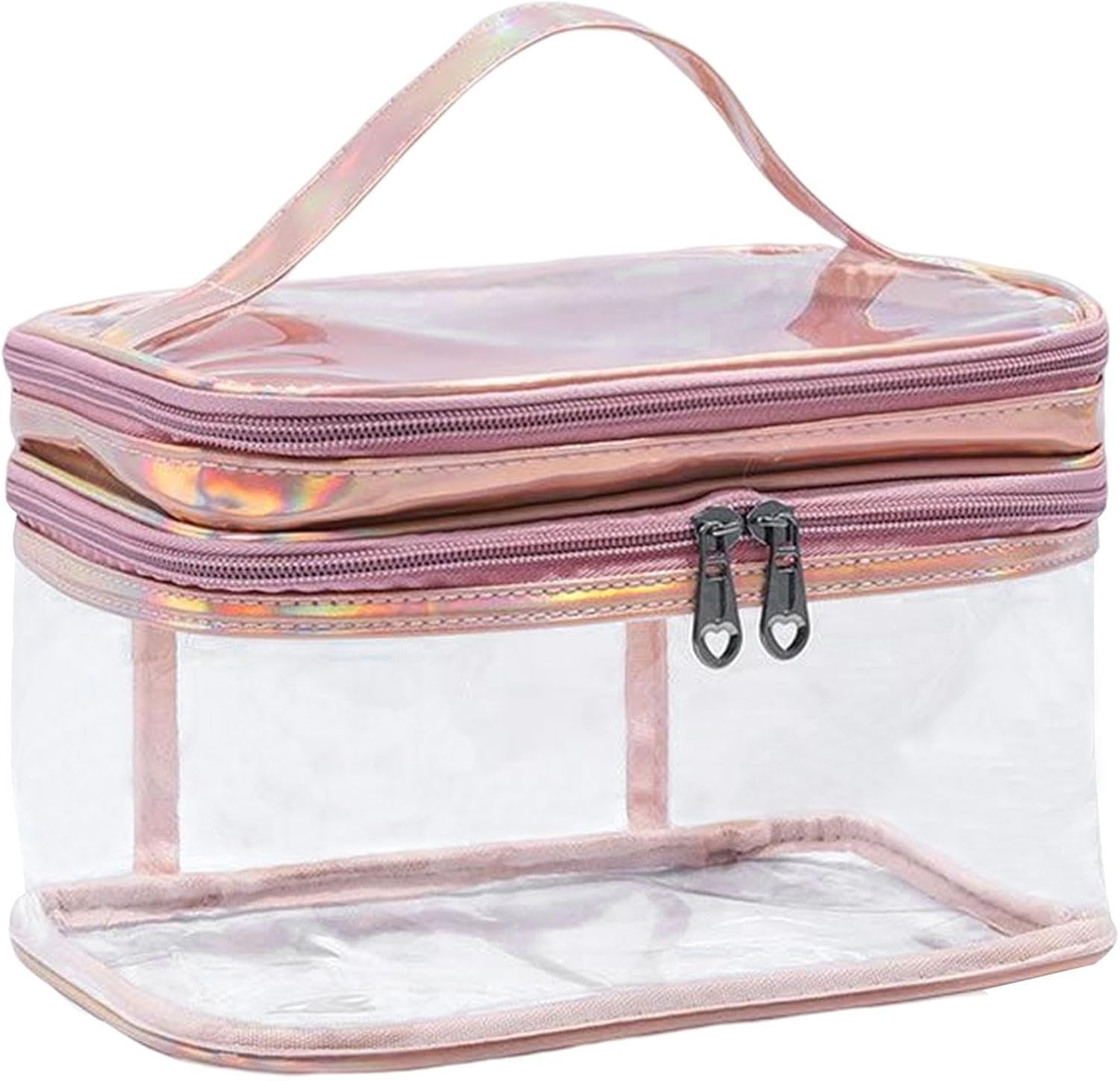 Double Layer Clear Cosmetic Bag Double Layer Clear Cosmetic Bag Transparent Large Cosmetic Bag, Silver, Siehe Beschreibung, See Description