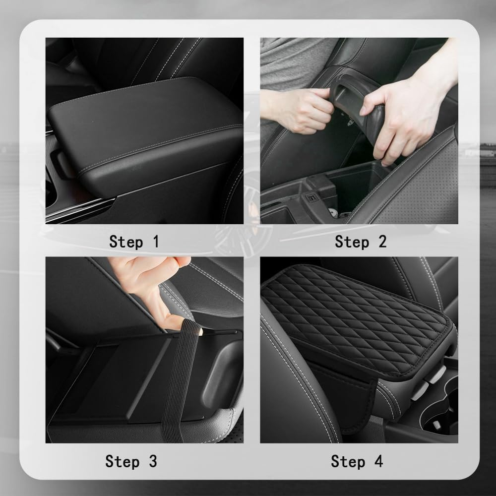 Arm Rest Cover for Car,Leather+Memory Foam Center Console Cover with Storage Bags,Universal Middle Console Cover Car Accessories Interior for Most Car Center Consoles (Black) image number 1