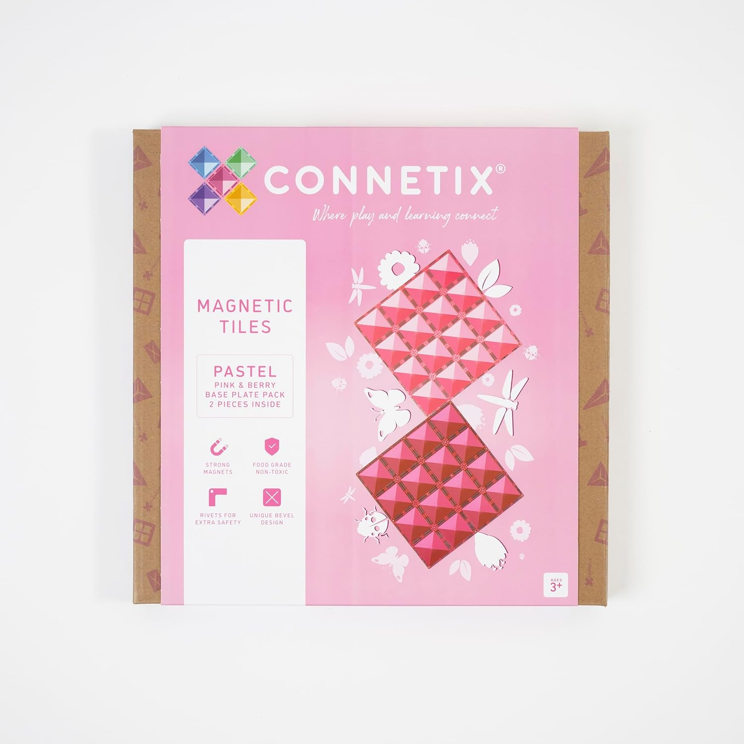 CONNETIX Pastel Base Plate Pack, Pink & Berry, 2 Pieces image number 3