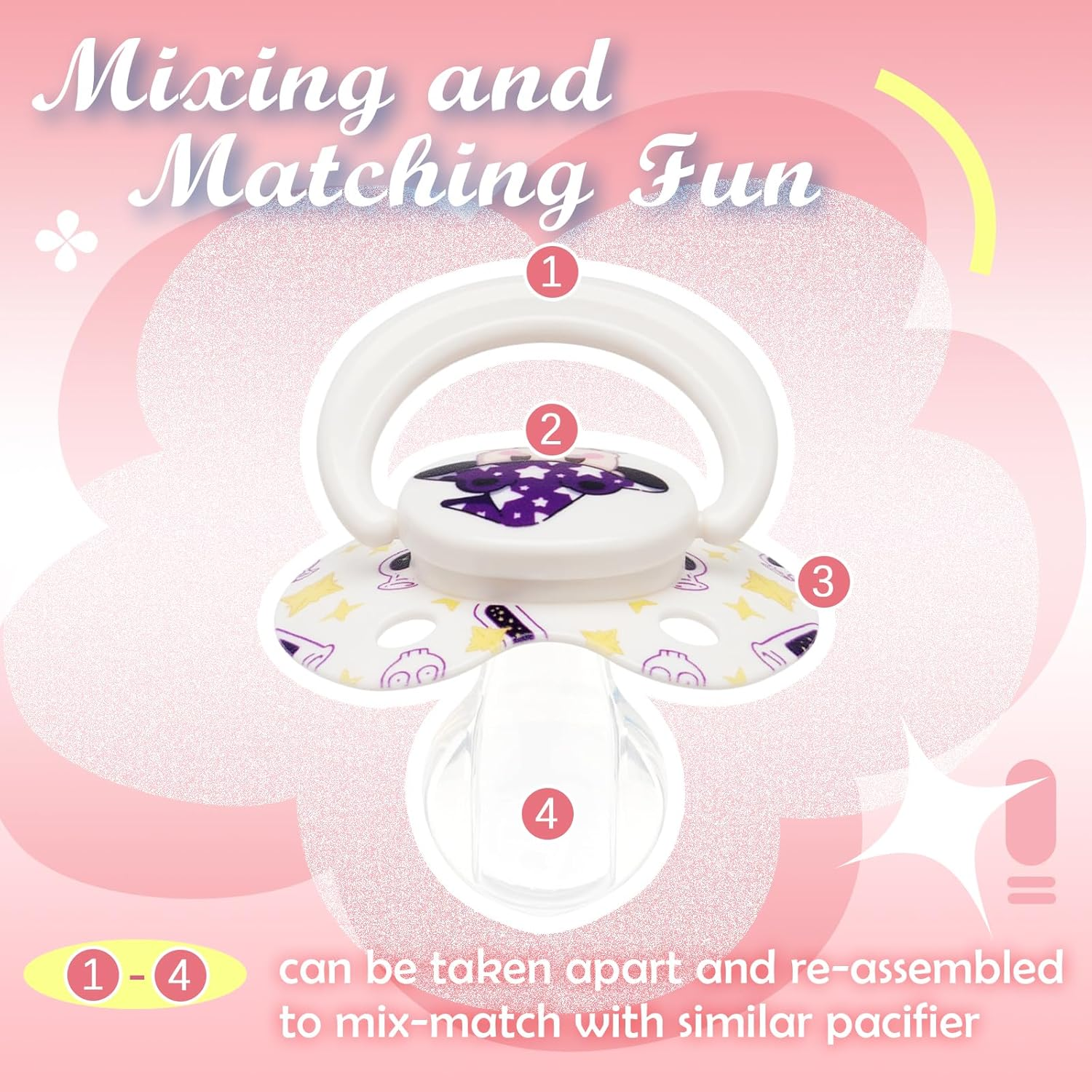 Big Shield Adult Pacifier: Cute Bear Large Size Paci for Anxiety - Soft Silicone Bigger Nipple Binky for Autism Bear White image number 2