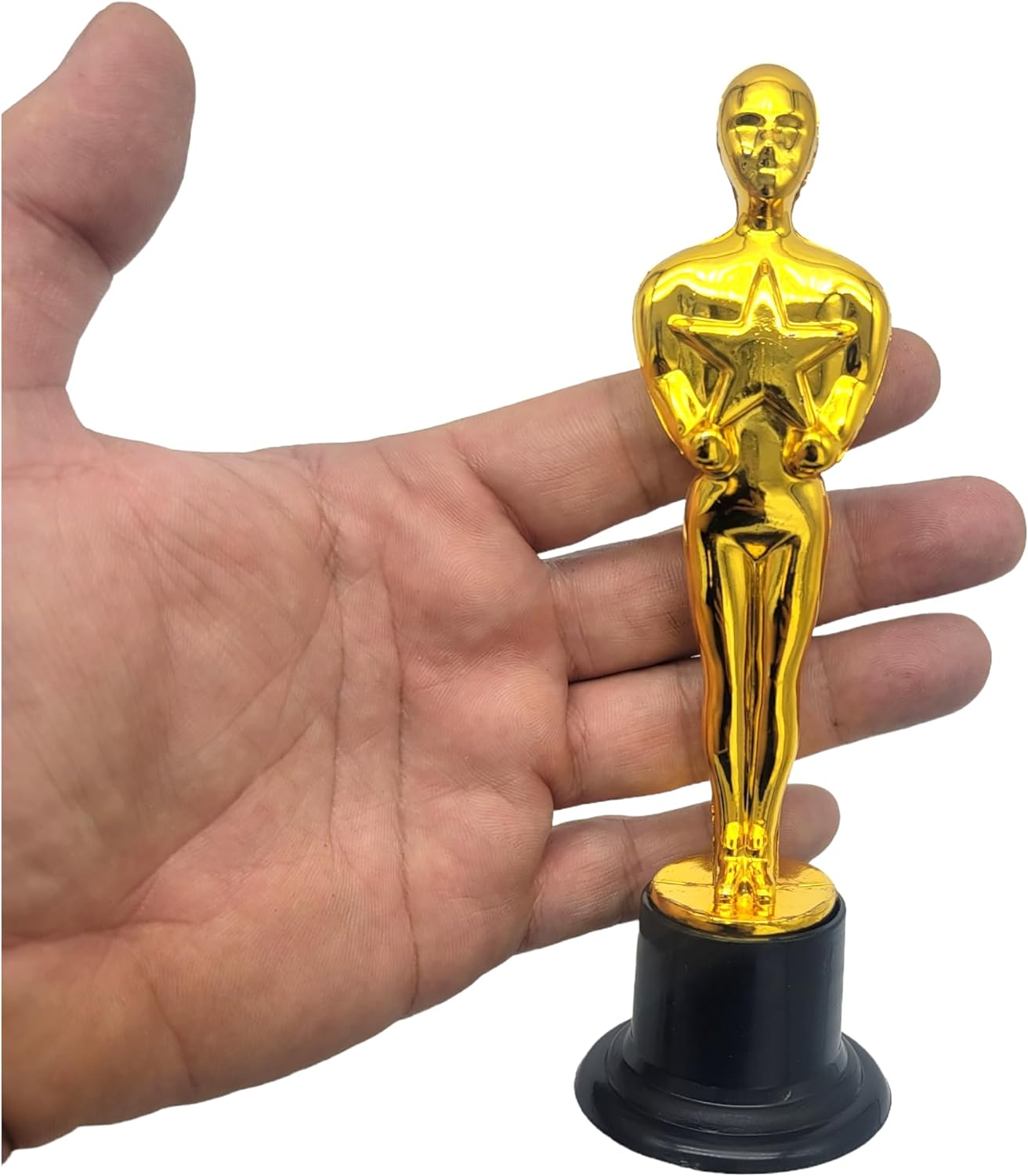 Gold Award Trophies (6 Pack) (6 Inches) Bulk Golden Plastic Statues. Standing Man Award Holding a Large Star Trophy for Movie Sport Ceremony Birthday Prize (Gold Award Trophy, 6) image number 2
