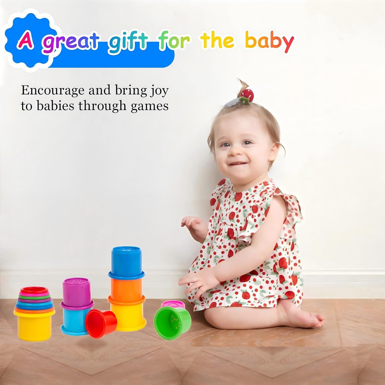 Stacking Cups, Toys for Toddlers 1-3 Year Old Stack and Count, Colorful Baby Stacking Water Set, Stackable Cups for Learning, Toddler Water Table Toy, Baby Bath Toy, Toddler Cup Toys (8 Count) image number 6