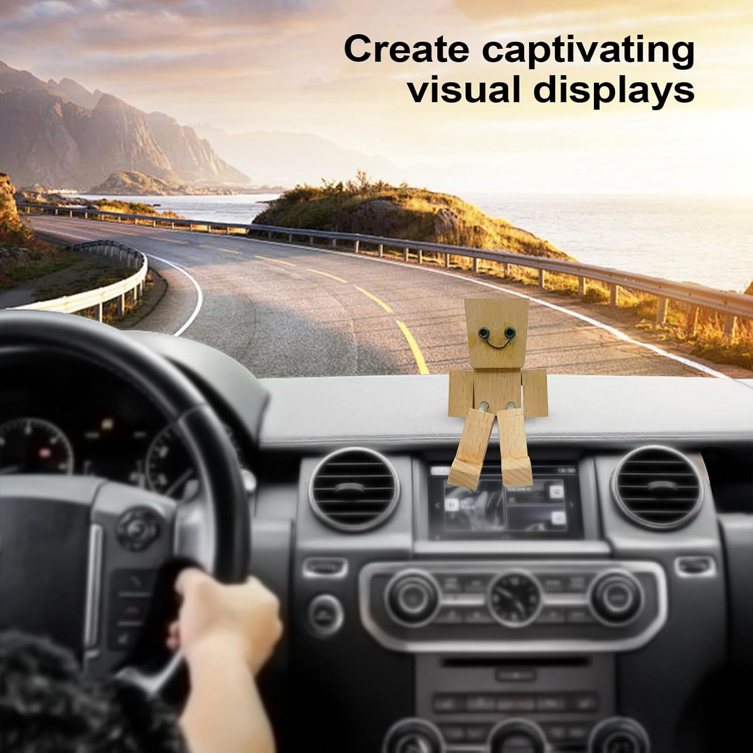 Shaking Wooden Man Figurine, 3.2Inch Shaking Feet Wooden Doll, Movable Joint Action Figure, Funny Dashboard Ornament, Car Desktop Decor, Creative Present for Friends Familys image number 5