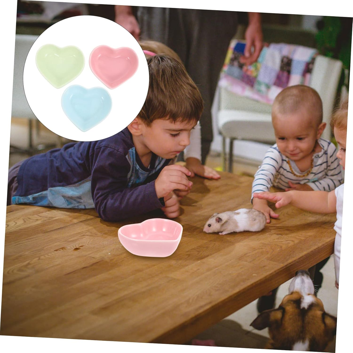 3Pcs Hamster Food Bowl Tiny Bowls Hamster Feeder Bowl Pet Food Container Guinea Pig Food Bowl Hamster Ceramic Cute Hamster Feeding Bowls Pink Bottle Ceramics Hedgehog Cat Food Bowl image number 2