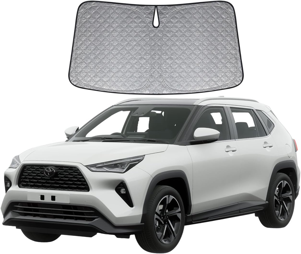 6 Layers Thick Windscreen Sunshade for Toyota Yaris Cross 2020-2025 Premium UV Protection Foldable Windshield Sun Visor Heat Shield Cover Make Car Cooler image number 2