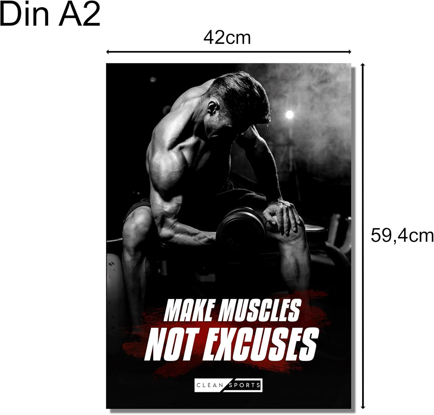 Fitness Poster &ndash; Gym Pictures Set of 4 Motivation for Body Pictures in DIN A2 Format &ndash; Training Poster for Gyms and Home Gym &ndash; without Frame Ideal Decoration for Your Training Room image number 4