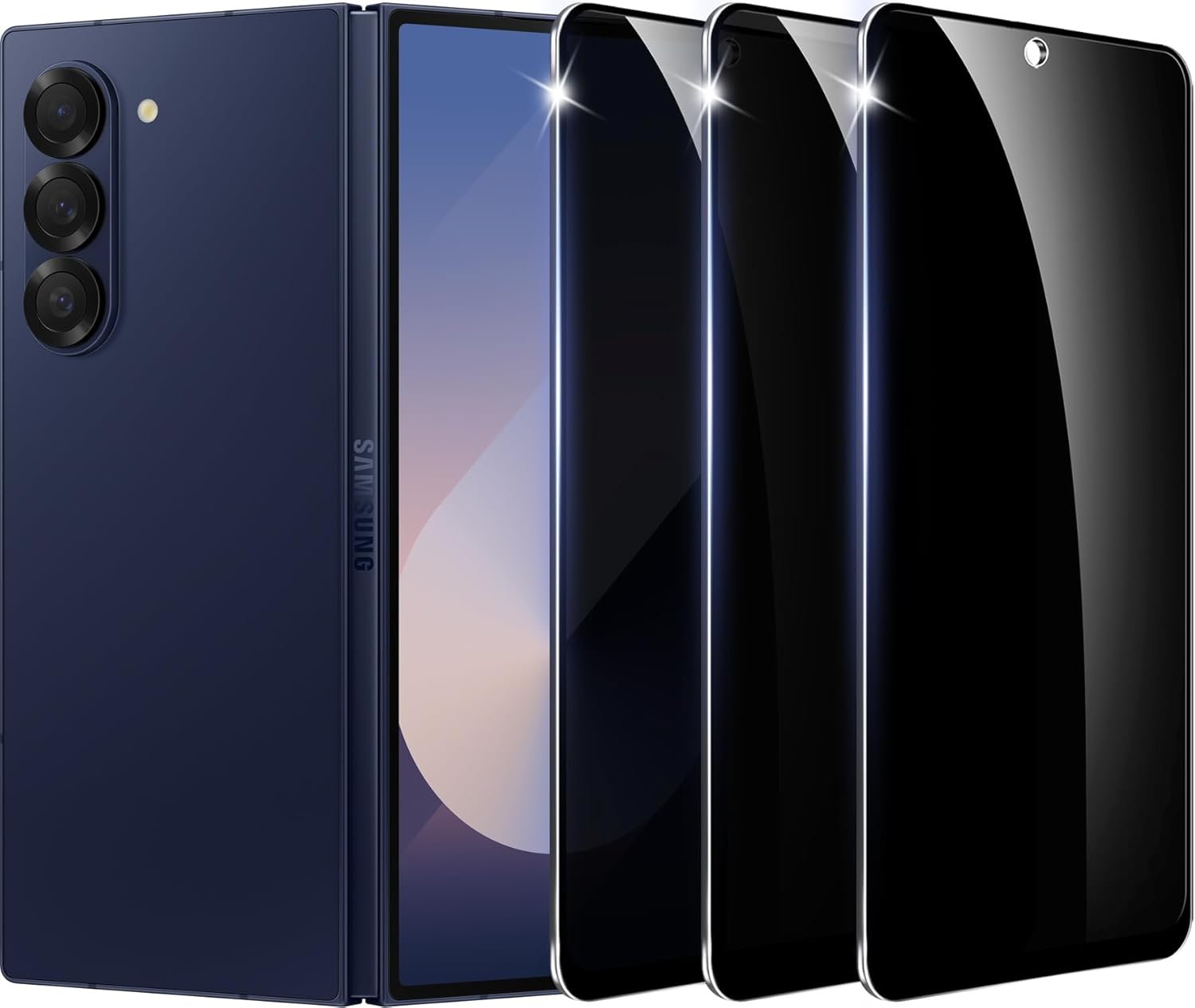 【3+1 Pack】Designed for Samsung Galaxy Z Fold 5 Privacy Screen Protector【9H Tempered Glass】Anti-Spy Film Compatible with Samsung Fold5 5G