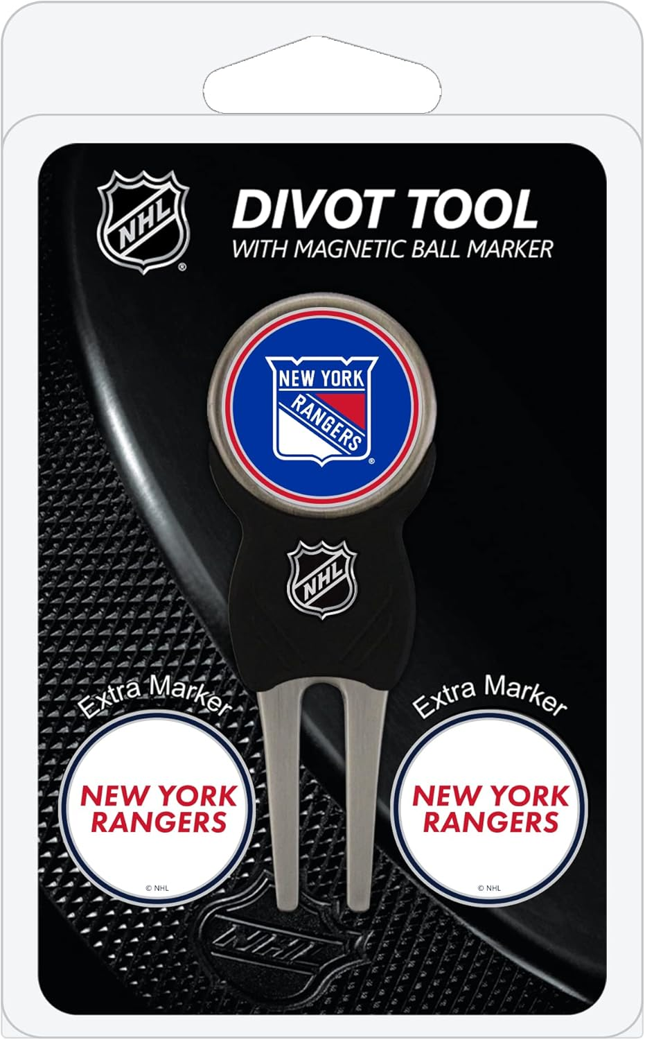 Team Golf NHL Divot Tool with 3 Golf Ball Markers Pack, Markers Are Removable Magnetic Double-Sided Enamel