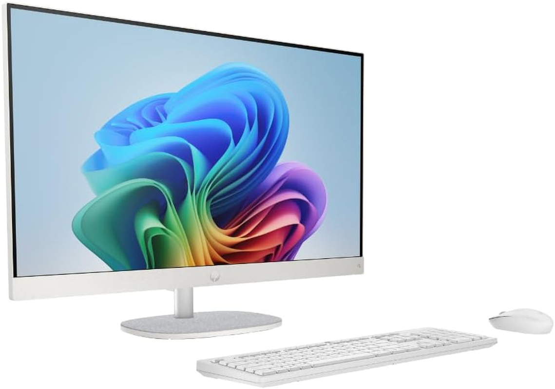 HP All-In-One Desktop PC, 27" FHD IPS Display, AMD Ryzen AI 7 350 Processor, AMD Radeon Graphics, 8GB RAM, 512GB SSD, Windows 11 Home, IR FHD Camera, Dual Speakers, BQ4E2PA image number 1