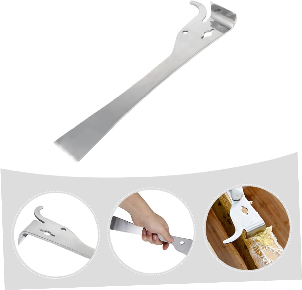 VANZACK Honey Knife Beekeepers Stand Kit outside Carbide Tag Paint Scraper Smoker Fuel for Beekeeping Dispenser Beekeeping Brush Costumebumble Bee Hive Decor Silver Stainless Steel image number 2