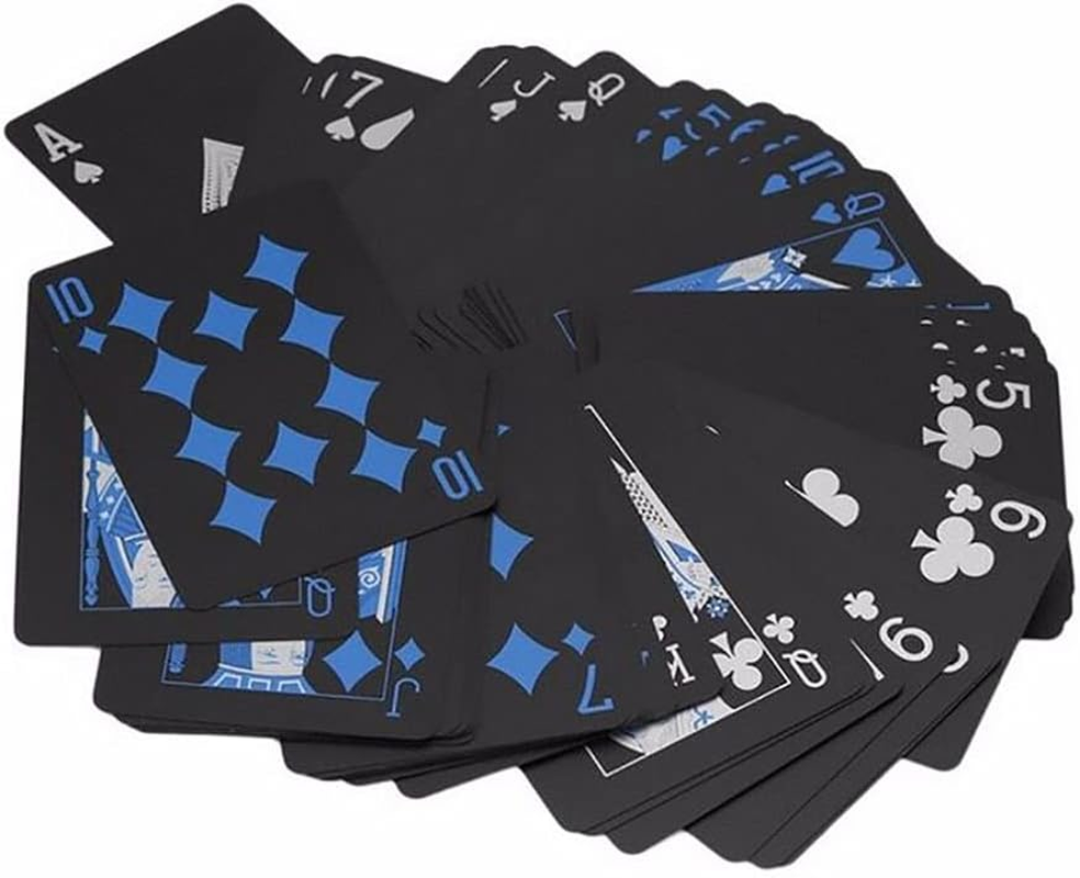 Ziranee Black Plastic Playing Cards, 54 Sheet, Waterproof, Magic Poker Cards for Family Party BBQ Gatherings, Ages 18+ image number 2