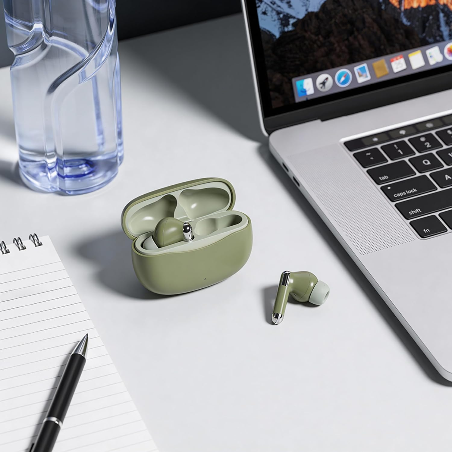 Intempo Noise Cancelling Earbuds - Wireless Bluetooth, 22 Hours Playtime, Noise Cancelling, Touch Control, Additional Ear Tips, Type-C Charging Cable, Green image number 5