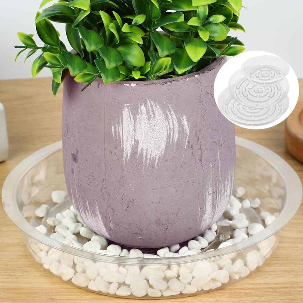 Esforzarse 24 Pcs of 6, 8, 10, 12 Inches Clear Plant Saucer Drip Trays, Large Plant Plate Dish Pot Saucers Flower Pot Set, Pot Plant, Plant Pots Sprinkler, Bonsai Pot, 4 Sizes, 6 Pcs of Each Size