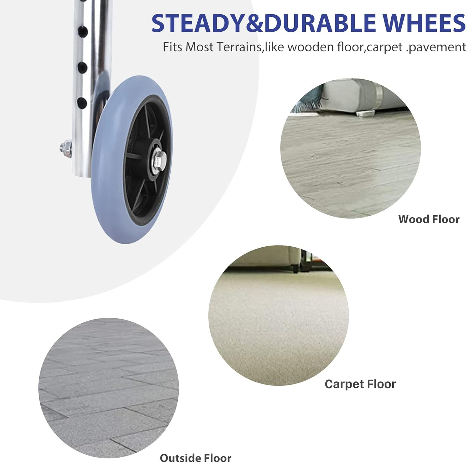 USOR 4-In-1 Stand-Assist Folding Walker with Detachable Seat, Folds for Easy Storage & Transport, 5" Wheels, Capacity 150KG, Can Be Used as Toilet Safety Rail, Silver, Aluminium, Senior/Elderly image number 5