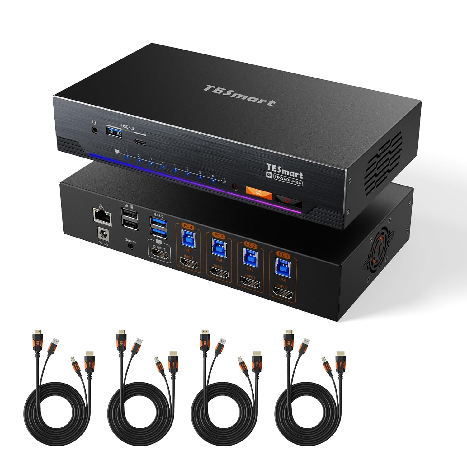 Tesmart 8K@60Hz HDMI KVM Switch 4 Computers 1 Monitor USB 3.0, 4 Port KVM 4K@144Hz for Gaming, EDID Emulators, Hotkey Switch, ADI Chip, Audio & Microphone with All Input Cables image number 6