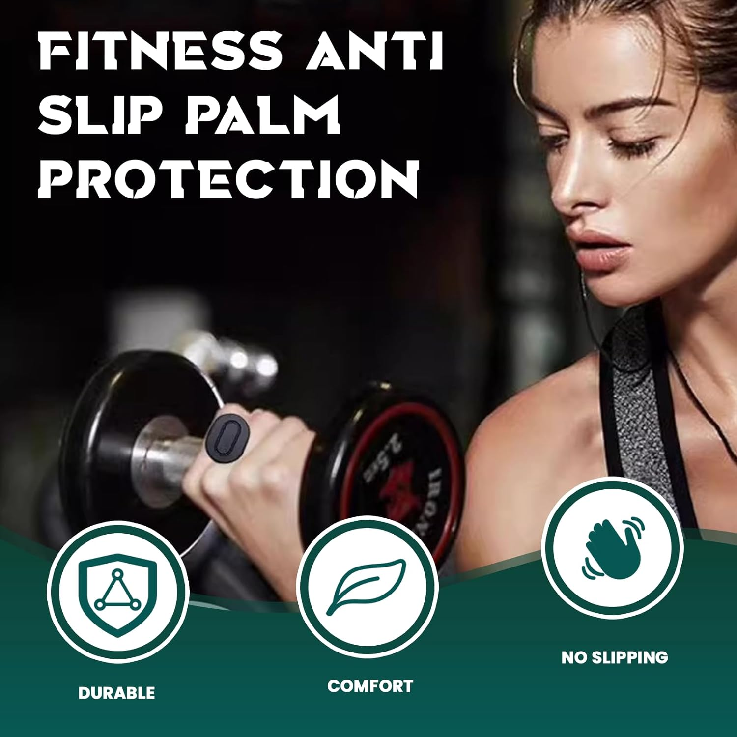 Anti Slip Workout Grips Ergonomic Rubber Gym Hand Protectors for Weight Lifting Black Non Slip Training Grips image number 3