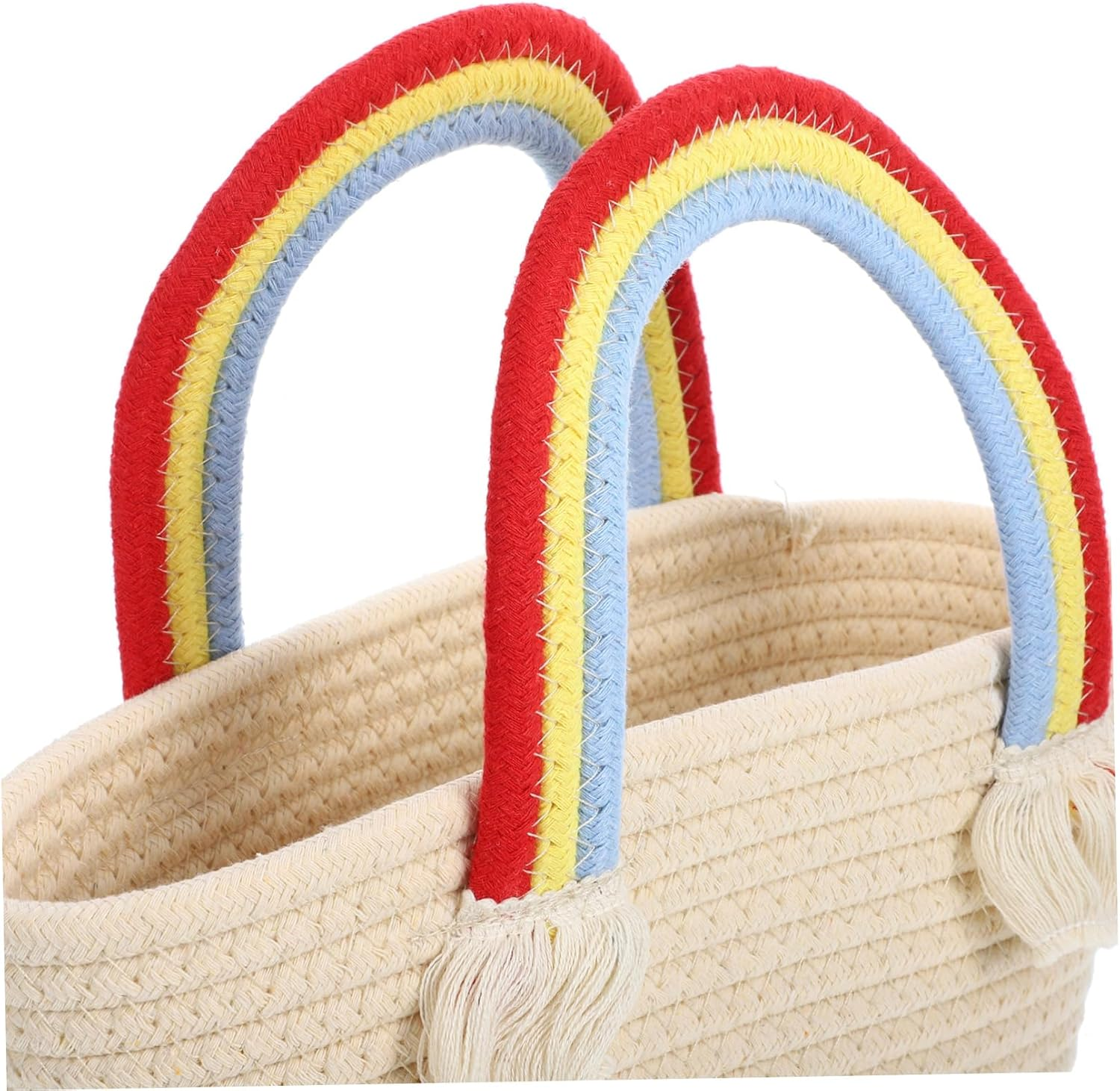 Unique Woven Basket Cotton Handbag for Women Vacation Beach Bag Basket image number 2