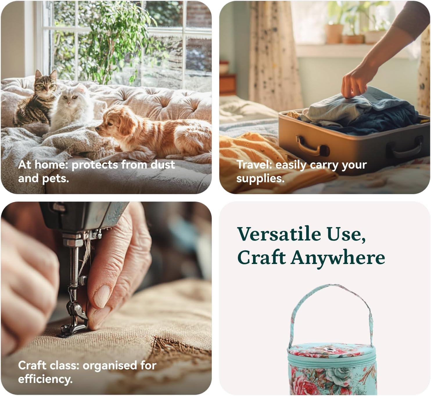 Colaxi Durable Crochet Bag with Handle Small Crocheting Knitting Supplies Tote Gift Craft Organizer Portable Yarn Storage Bag for Crochet Beginners image number 1