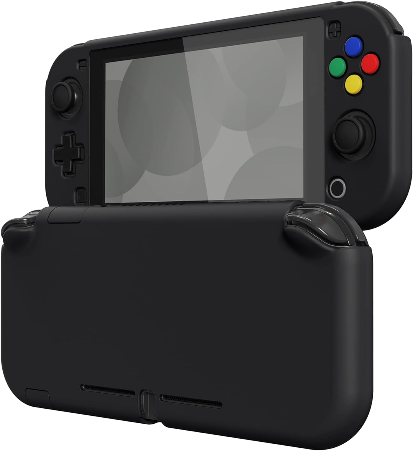 Extremerate Playvital Protective Grip Case for Nintendo Switch Lite, Cherry Blossoms Pink Hard Cover Protector for Nintendo Switch Lite - 1 X White Border Tempered Glass Screen Protector Included