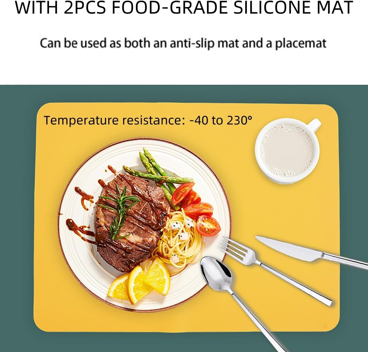 9SHOME 4PCS Stainless Steel Chopping Board, Thickened Cutting Boards for Kitchen, Double Sided Food-Grade Hanging Kitchen Pastry Board with Silicone Mats for Meat Fruit and Vegetable, 1.5Mm Thick