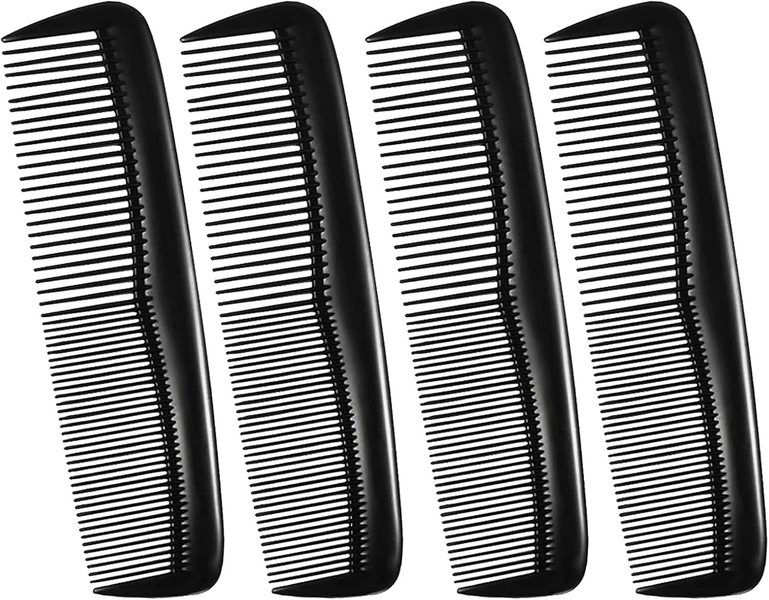4 PCS Pocket Plastic Hair Combs Black Hair Combs Fine, Combs Fine and Standard Tooth Hair Cutting Comb, for Women Men Hairdressing Barber Salon Hair Care Tool (Black)