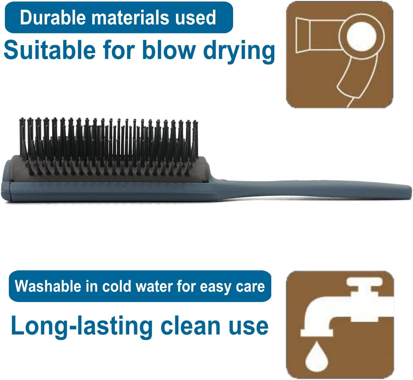 Pro-2000 Professional Hair Brush Tourmaline Ceramic 9 Row round Tip Curved Pad Anti-Static Natural Rubber Specialised Pin Structure image number 3