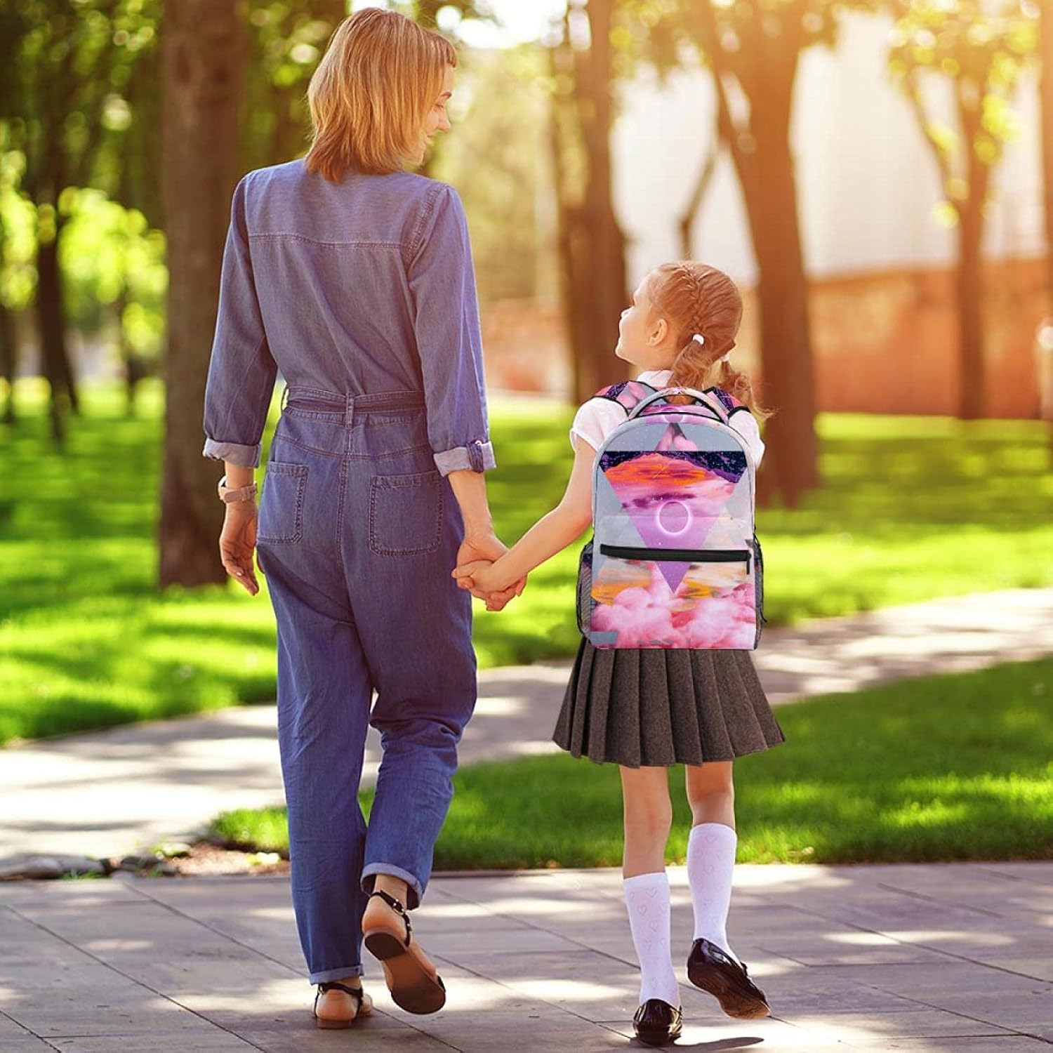 Geometric Shapes Backpack Students Shoulder Bags Travel Bag College School Tote Backpacks image number 3