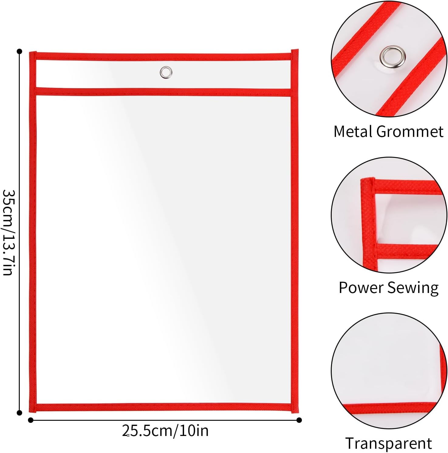 10 Pcs Reusable Dry Erase Pocket Folders 10 Colors, Plastic Paper Holders Sheet Protector, A4 Clear Dry Erase Sleeves, Write and Wipe Clean Pouches Pockets for School Work Use Supplies