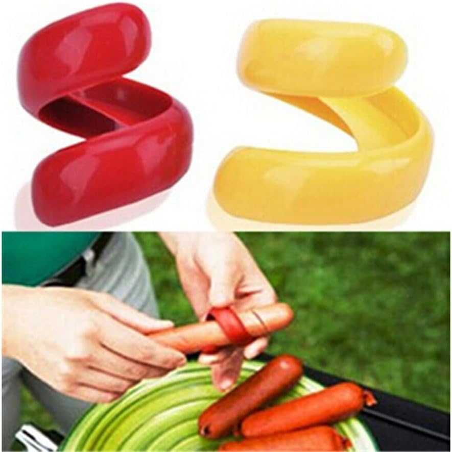 Red and Yellow Manual Fancy Sausage Cutter Barbecue Hot Dogs Gadget Cutting Kitchen Vegetable Cutter Tools Auxiliary Slicer Fruit Practical and Deft Utensils and Gadgets Kitchen and Dining image number 5