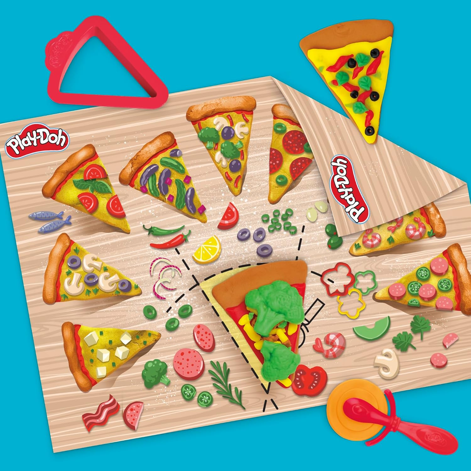 Play-Doh Pizza Slice Playset, Play Food Kitchen Toys for Kids, Arts & Crafts for Boys & Girls 3+ (Amazon Exclusive) image number 5