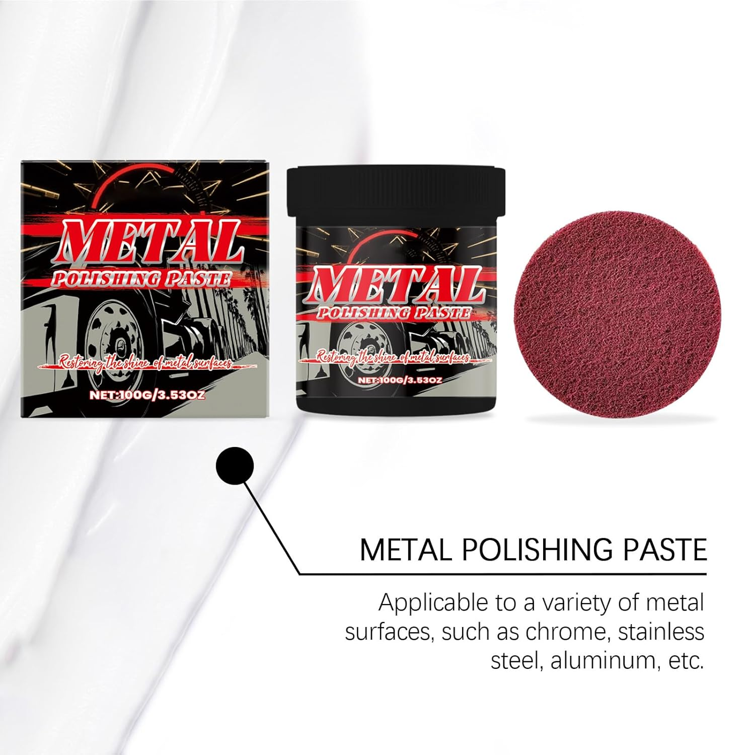 Car Metal Polish Cream | Automotive Tarnish Remover Repair Agent | Automotive Maintenance Repair Protectant Paste Removes Oxidation Tarnish Stains Discoloration Swirls image number 4