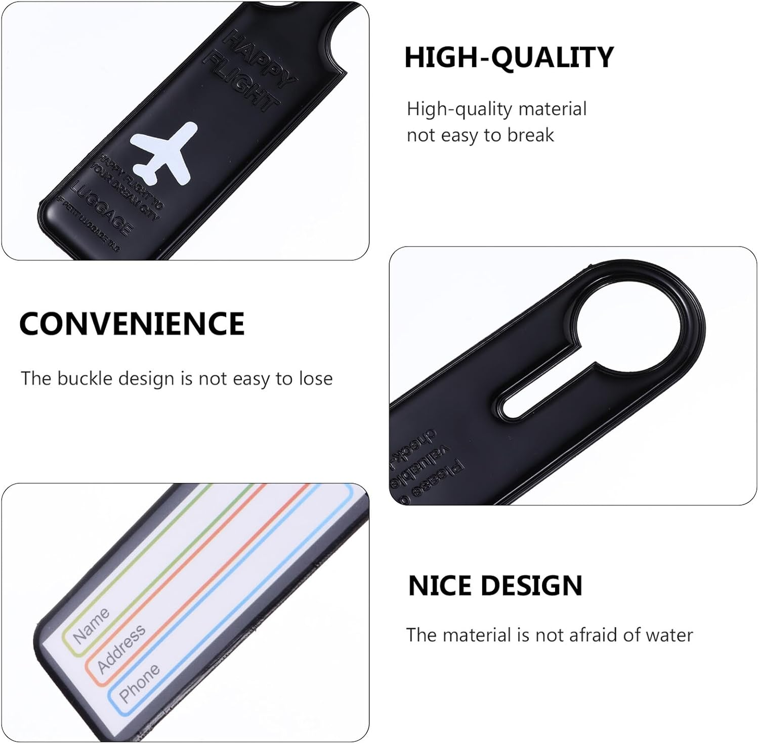 PACKOVE 3Pcs PVC Luggage Tag Travel Baggage Id Label for Backpack Luggage Identify Label image number 1