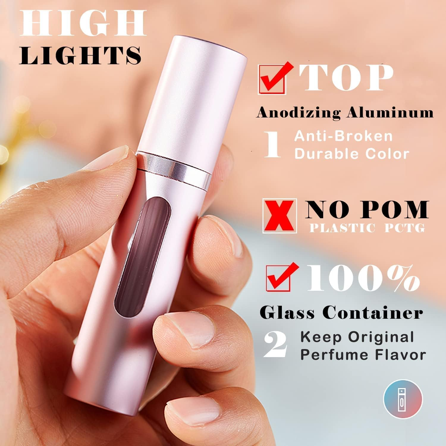 Perfume Atomiser Refillable Perfume Bottle for Travel, Leaking Proof Mini Empty Perfume Spray Bottle for Women and Men, 8Ml - Matte Black & Gold - Matte Black  Green image number 4