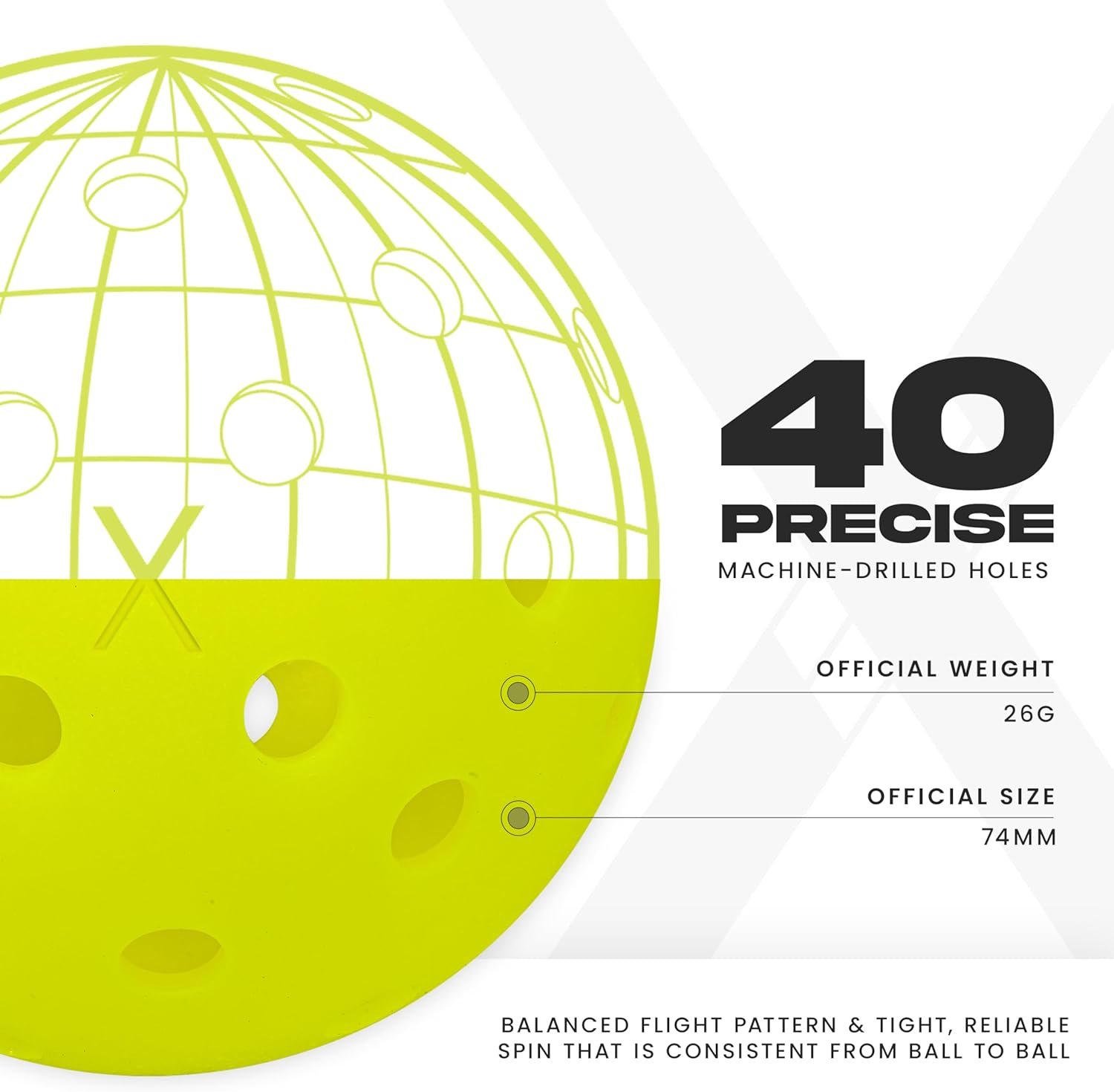 Franklin Sports Outdoor Pickleballs - X-40 Pickleball Balls - USA Pickleball (USAPA) Approved - Official US Open Ball - 100 Bulk Pack image number 1