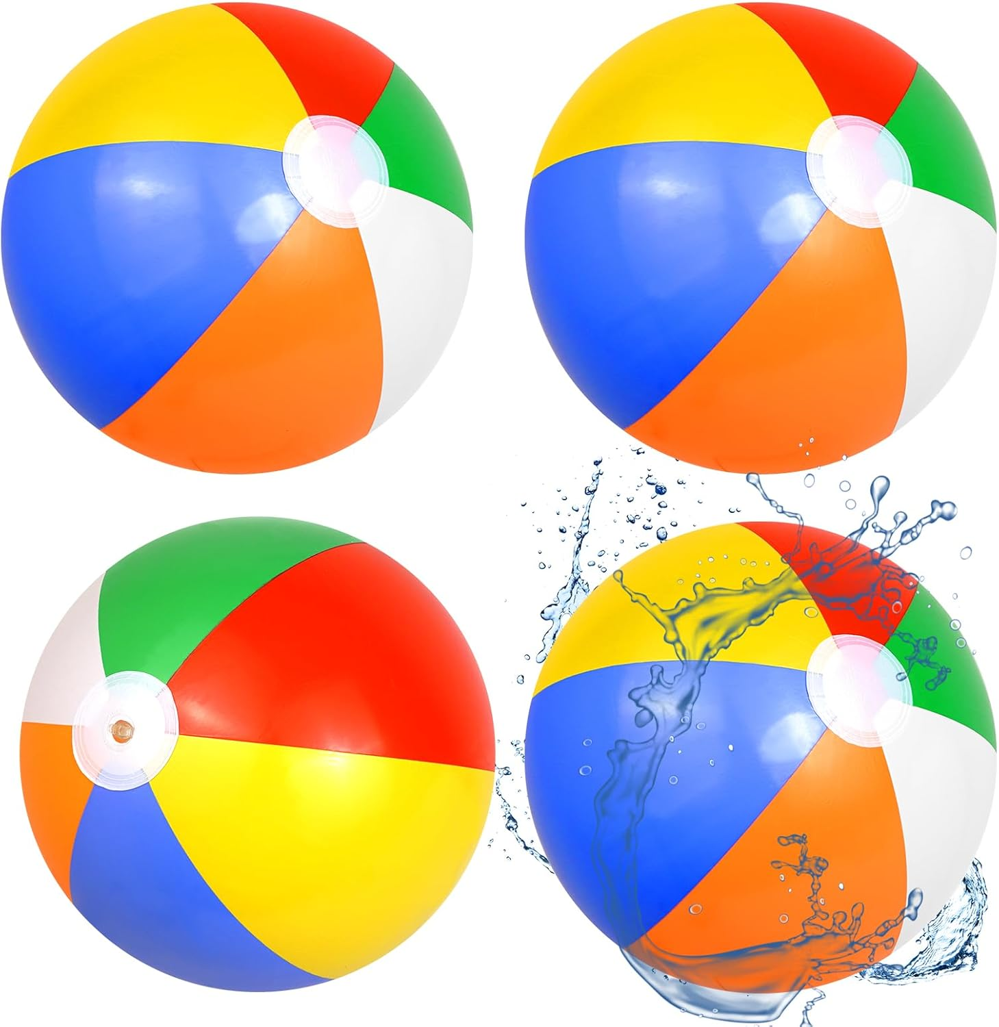 PEAKTOP 4 X 50 Cm Inflatable Water Balls, 33 Cm after Inflation, Colourful Water Balls, Adult Children Beach Ball, Water Ball, Inflatable Ball for Beach Party, Summer Activities, Outdoor Swimming image number 1