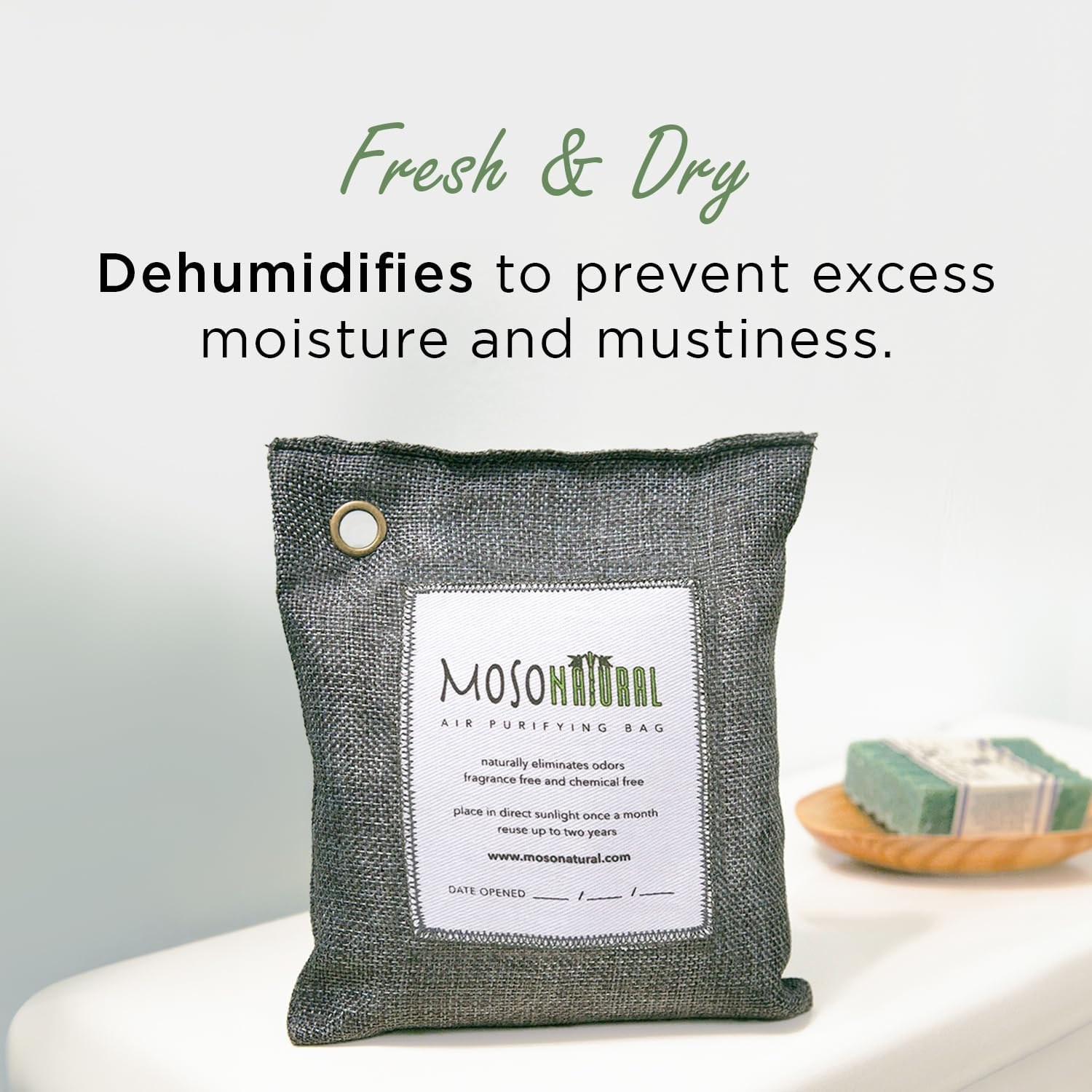 MOSO NATURAL: the Original Air Purifying Bag. for Cars, Closets, Bathrooms, Pet Areas. an Unscented, Chemical-Free Odor Eliminator. 200G 4 Pack (Charcoal) image number 1