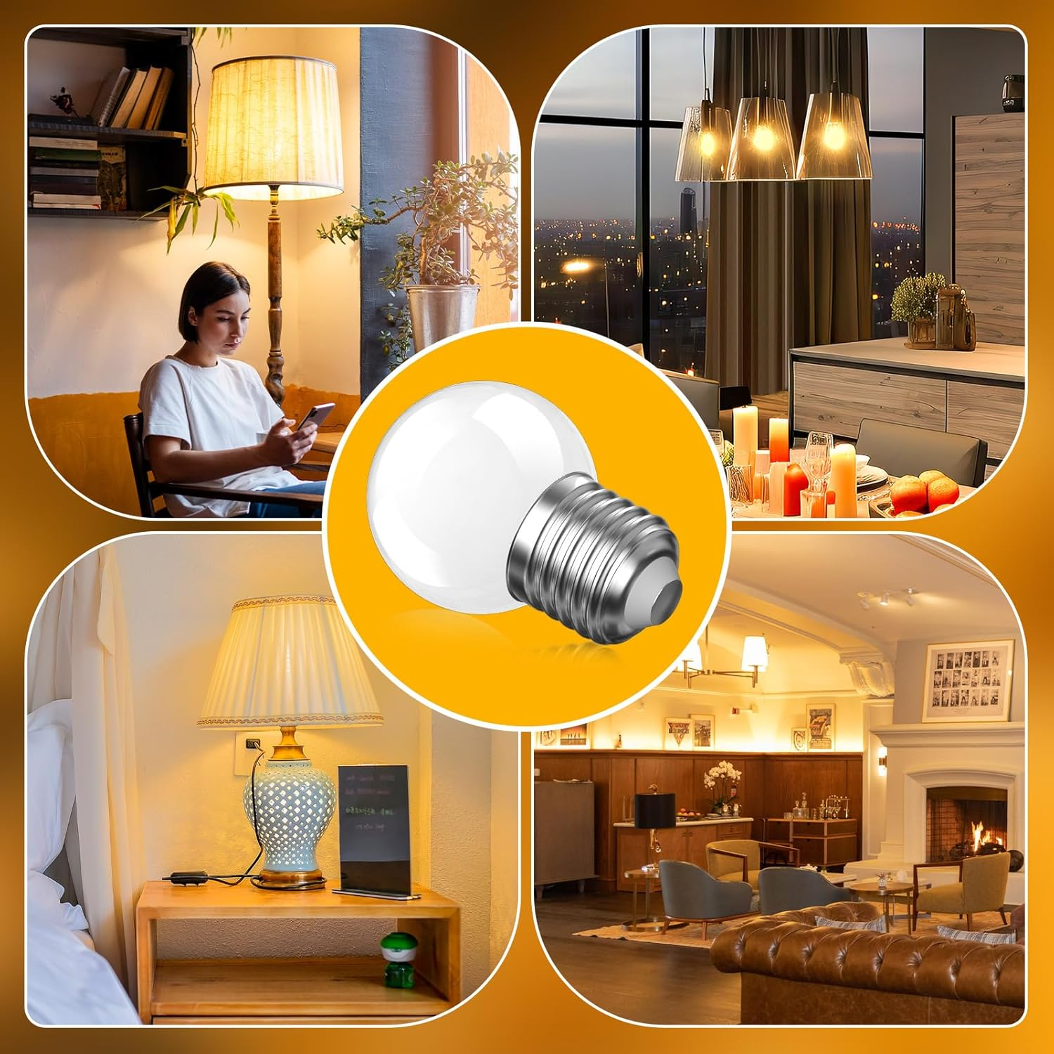 Brightark G45 E27 LED Light Bulb 3W (25W Equivalent) Energy Saving Edison Screw G45 Golf Ball Bulb, Warm White 3000K Flicker-Free round Mini Globe Frosted Bulb, AC110-230V (Non-Dimmable, 6Pack) image number 1