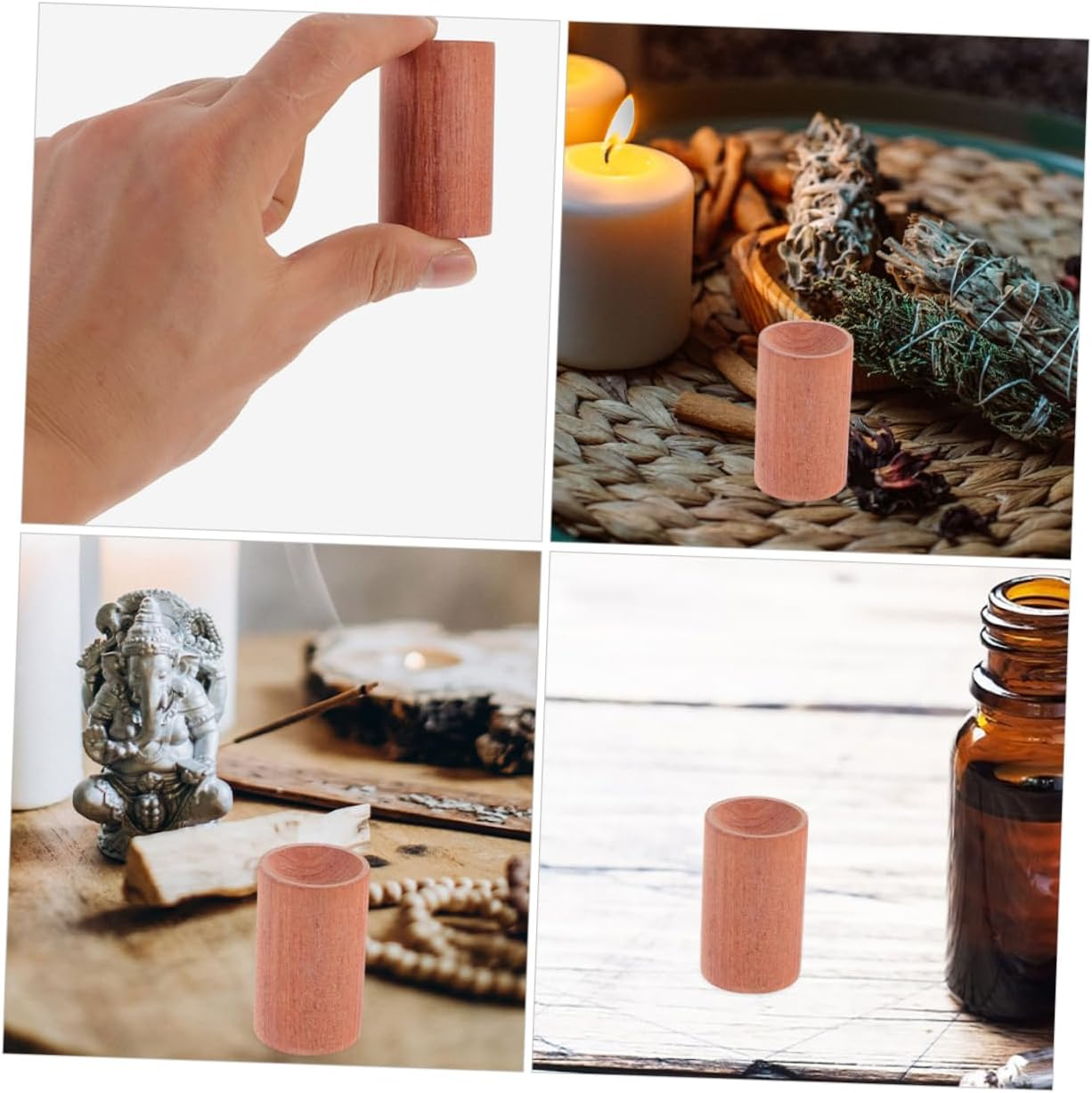 DECOMELODY 4Pcs Aromatherapy Essential Oil Base Holder Mini Wood Display Stand for Scent Diffuser Home Fragrance Stand image number 2