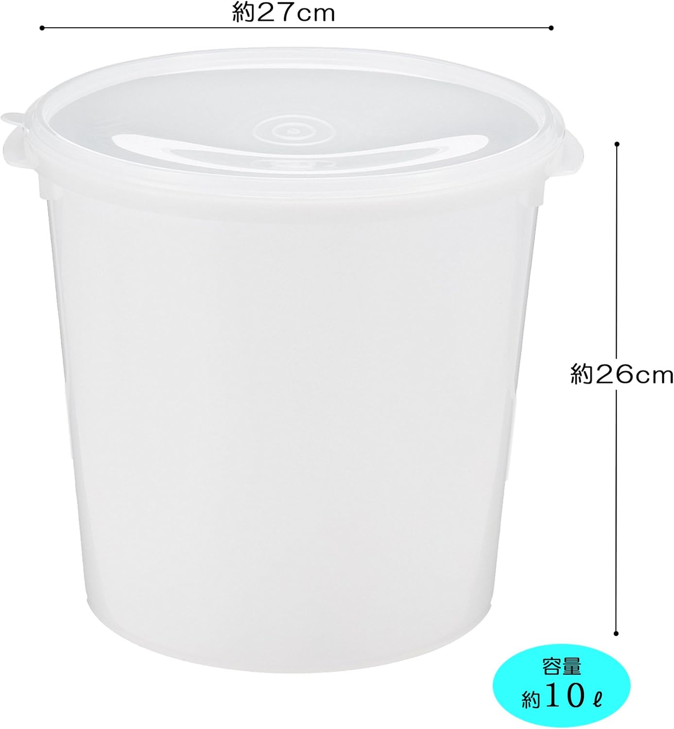 Sanko Plastic A-100 Airtight Container, Round, 2.8 Gal (10 L), White image number 4