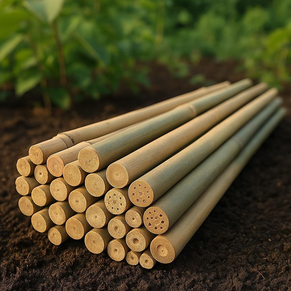 SYGELER Durable Bamboo Stakes for Plant &ndash; 20 Pack of 45CM Sturdy Bamboo Plant Sticks with 20 Twist Ties for Support &ndash; Ideal for Tomatoes, Beans, Flowers, Potted Plants image number 5