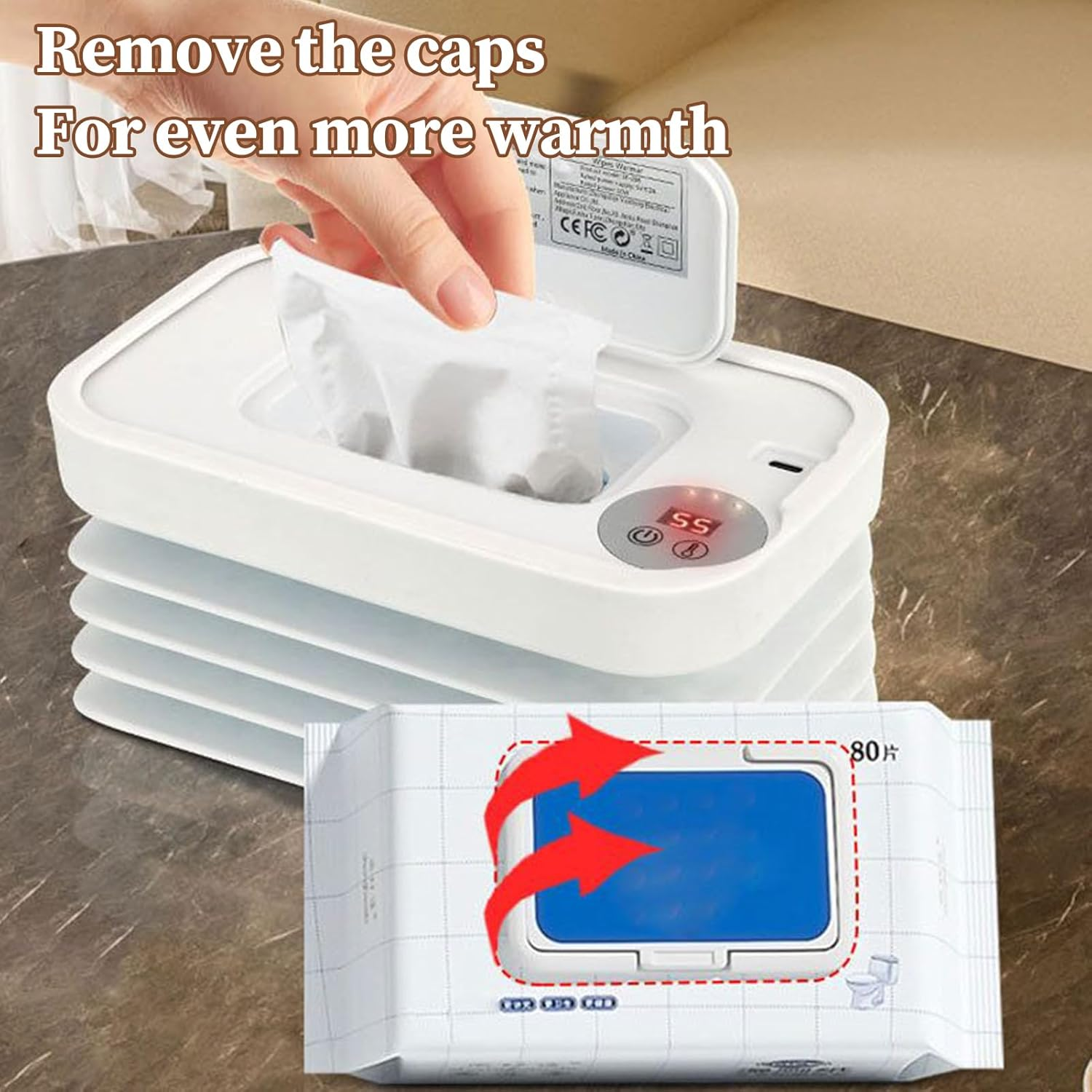 Wet Wipe Warmer, Compact Folding Design, 20X12.2X4Cm, Baby Care Supplies, Diaper Bag Warmer, Thoughtful Baby Shower Gift, Ideal for Bedrooms Cars Daycare Travel image number 3