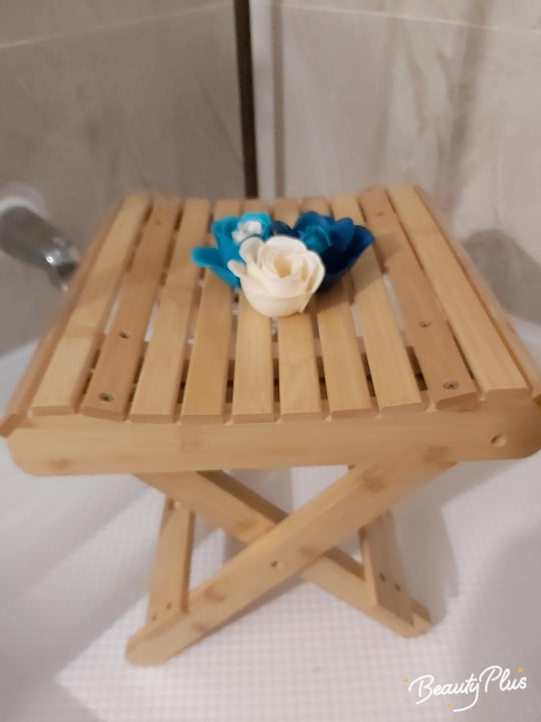 Jaycomey Bamboo Folding Stool for Shaving Shower Foot Rest, Foot Stools for Shower, Portable Wooden Shower Chair, Foldable Shower Seat for Bath, Fully Assembled 12.4 in Height image number 2