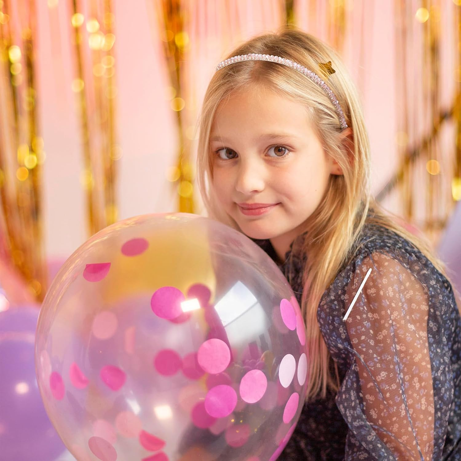 4 Pcs Decorative Sparkly Glitter Crystal Rhinestone Headbands,Glitter Sparkly Fancy Jeweled Headbands for Women, Skinny Elastic Metal Hair Bands with Fabric Ends,Non Slip for Women Girls Christmas Gif image number 1