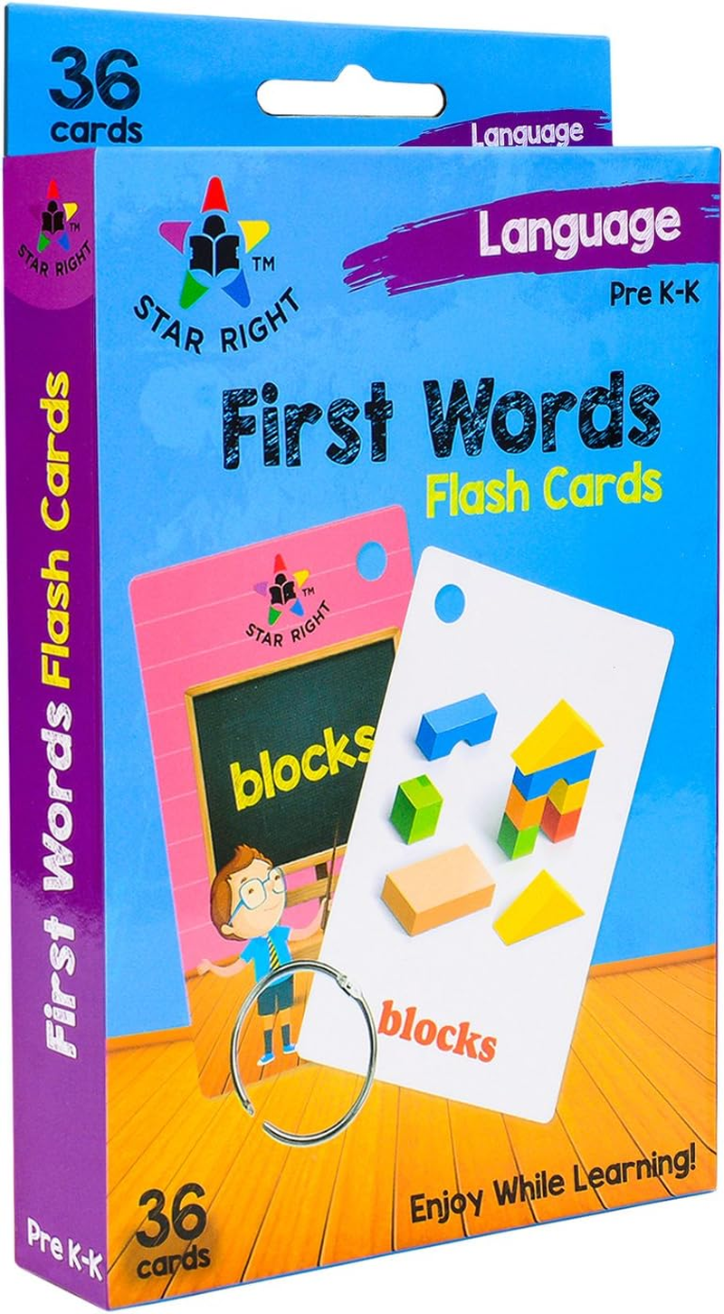 Star Right First Words Flash Cards with Realistic Art, 36 Cards, with 1 Ring, for Ages Pre-K & K image number 2
