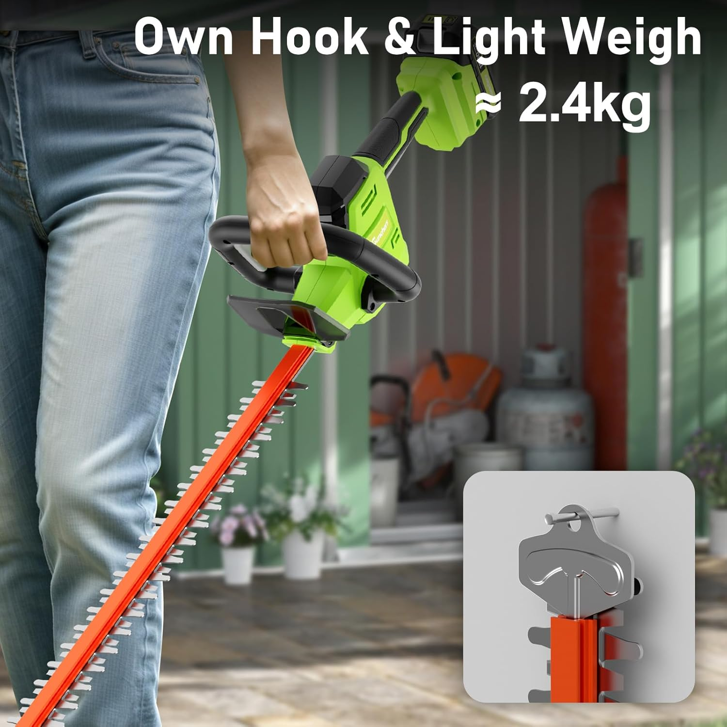 20V Cordless Hedge Trimmer Garden Tools with 2 Batteries and Charger, 550Mm Blade Length, Electric Hedge Shear Bush Trimming, Grass Shrub Pruner Cutter Mover for Yard, Lawn