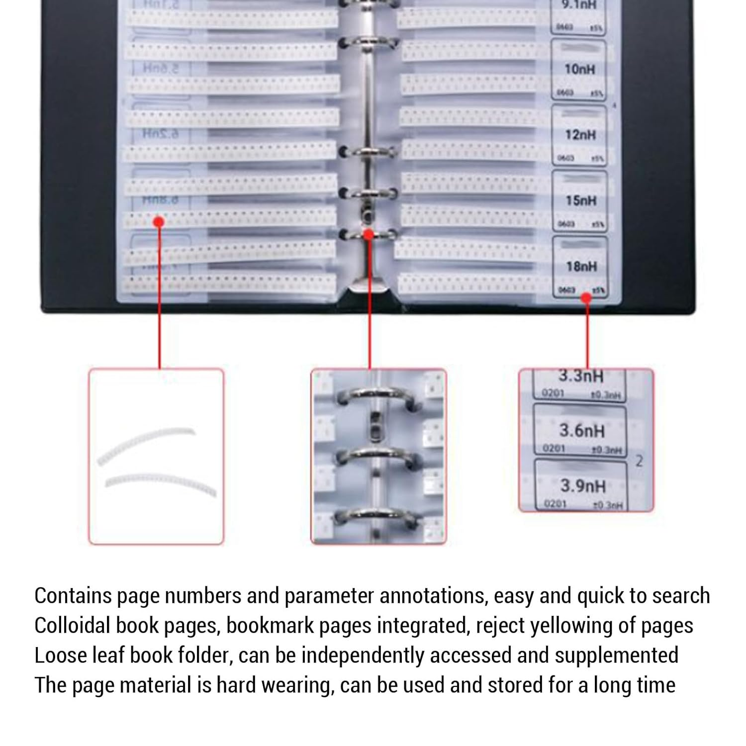 Bewinner 0603 Resistors Kit, 0603 SMD Resistor Assorted Folder, 64 Values X 50Pcs, Electronics Component Assortment Book for Electronics Prototyping and Repairs image number 2