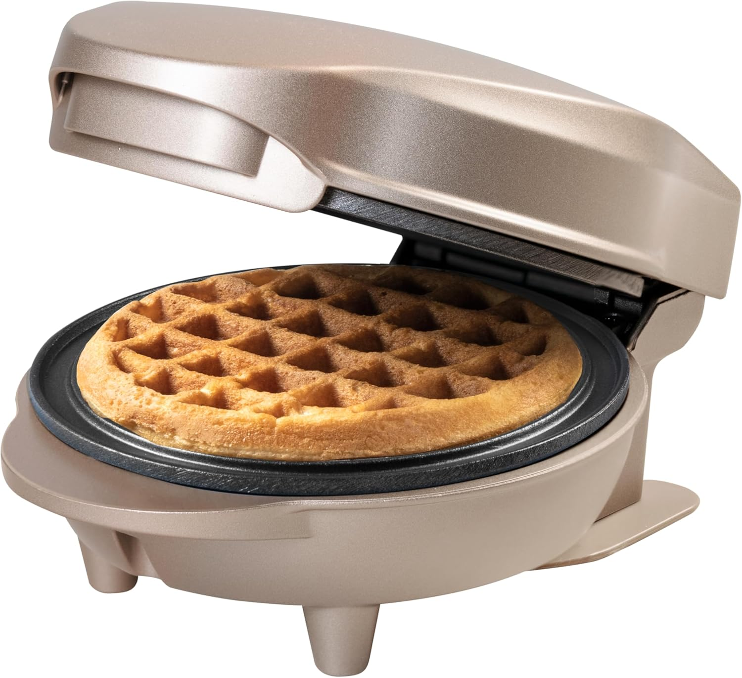 Bestron Mini Waffle Maker for Classic Waffles, Small Waffle Maker with Non-Stick Coating for Children'S Birthdays, Family Parties, Easter or Christmas, Design: Retro, Colour: Light Beige